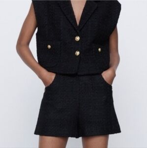 Zara textured weave top and shorts (set)